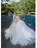 Double Straps Beaded Ivory Glitter Tulle Wedding Dress